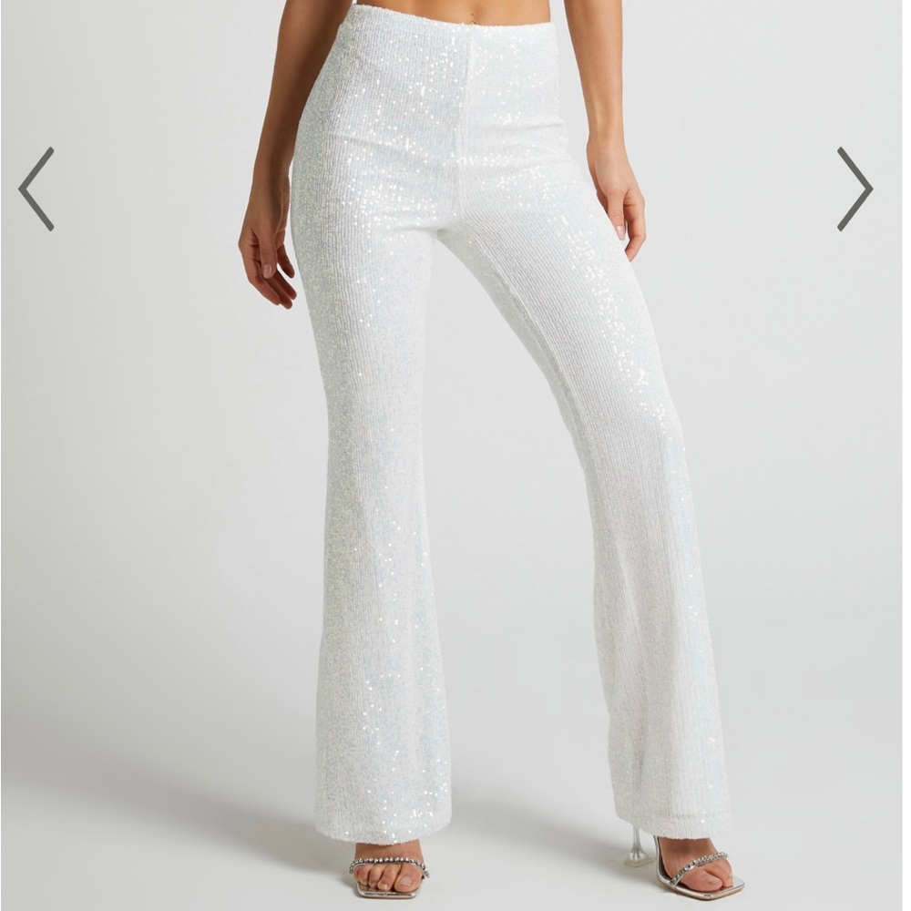 Showpo Deliza High Waisted Sequins Flare Pants Size 2